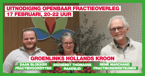 GroenLinks Hollands Kroon houdt openbare vergadering met nieuwe samenstelling