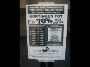 Uitverkoop bij Joost de Jong