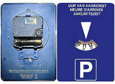 Parkeerschijf met klok verboden