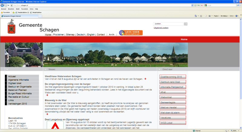 Aanpassing website Schagen