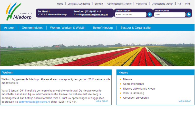Nieuwe website gemeente Niedorp