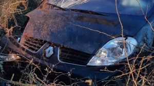Bestuurder parkeert busje in struiken