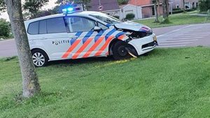 Schade aan politieauto in ‘t Zand