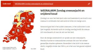 Snijdend koud en sneeuwjacht: code rood