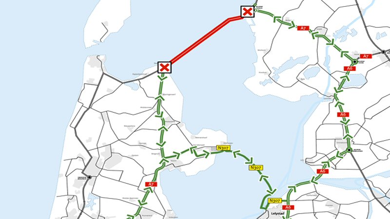 Afsluitdijk vrijdagnacht gesloten