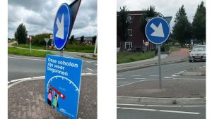 Borden ‘Weer naar school’ gejat?
