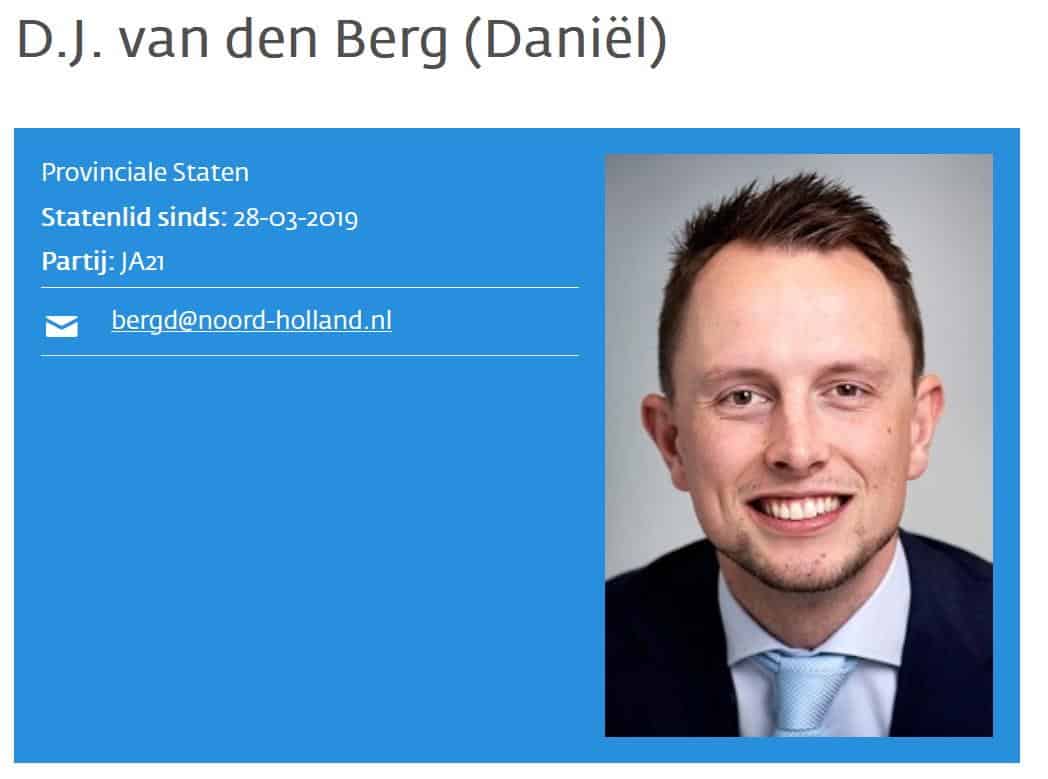 Daniel van den Berg provinciaal lijsttrekker JA21 Noord-Holland