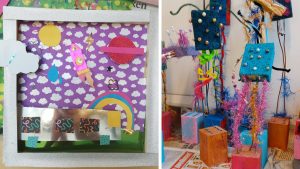 Kids knutselen kunst op Barbaraschool