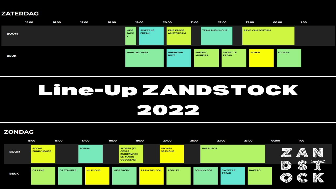 Line-up Zandstock compleet