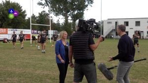 Rugbyclub Rush live op TV in actie