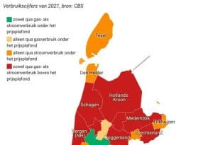 Energieverbruik in de Noordkop gemiddeld boven de grens van het prijsplafond