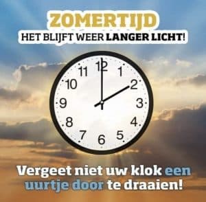 Zomertijd ingegaan, zet de klok vooruit!