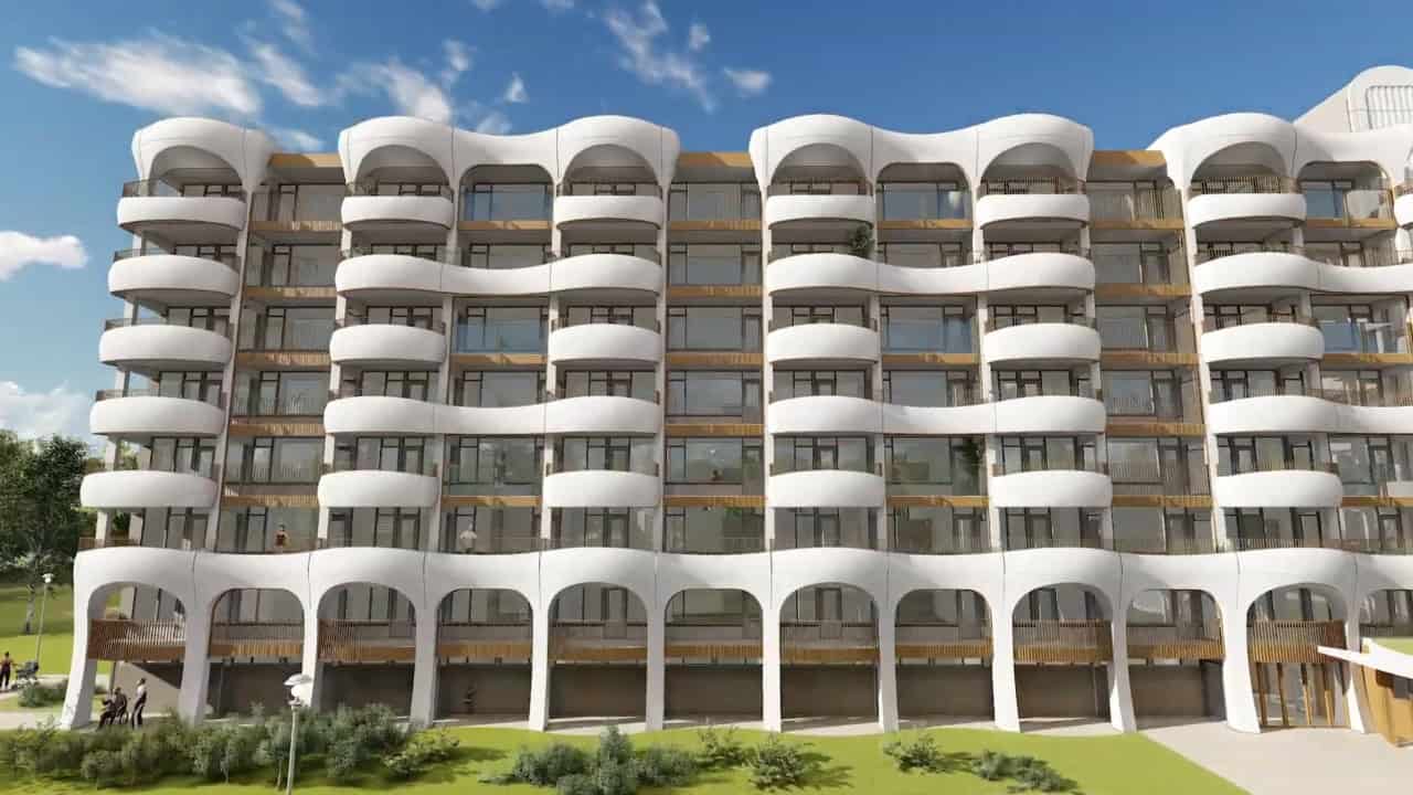 Wereldprimeur: 3D-betonprinter geeft 154 gedateerde flatwoningen een nieuw gezicht