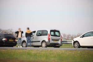 File op N9 na pechgeval en aanrijding