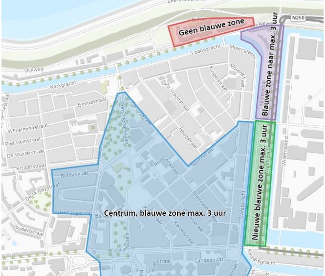 Nieuwe blauwe zone Weststraat en Keizersgracht