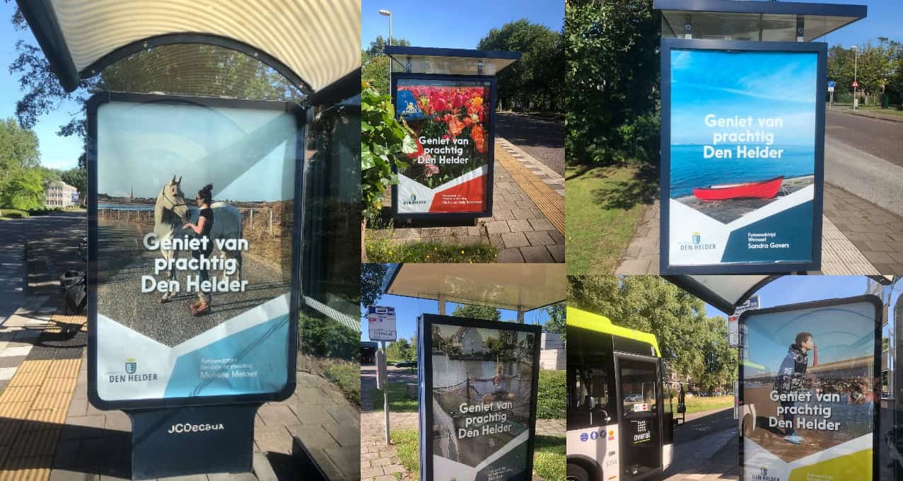 Reclameborden ‘Geniet van Den Helder’ staan klaar voor bewondering