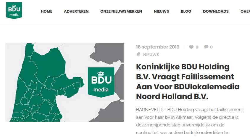 BDU vraagt faillissement aan voor weekbladen